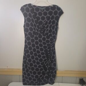 Lauren Ralph Lauren Dark Navy Dots Circles Print Jersey Boat Neck Dress Size 8P